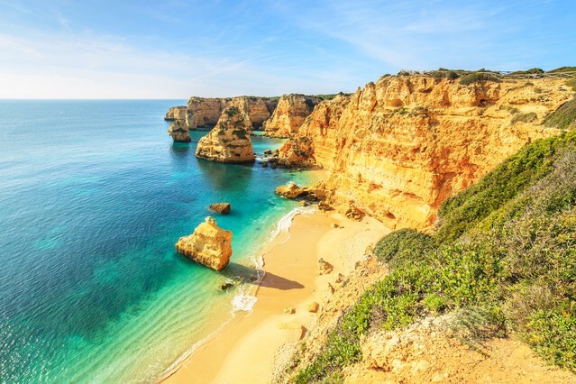 A view of a Praia da Rocha in Portimao, Algarve region, Portugal
